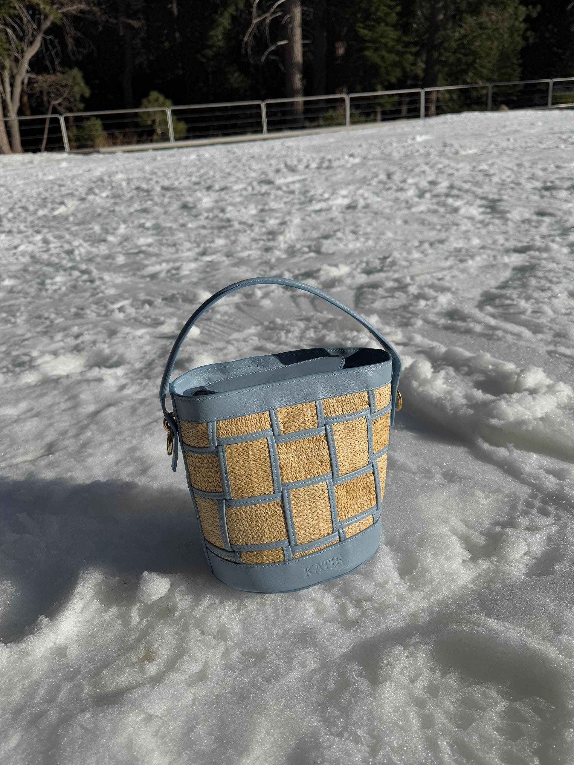 Genuine Leather and Straw Malibu Bag, Elegant Beach Handbag