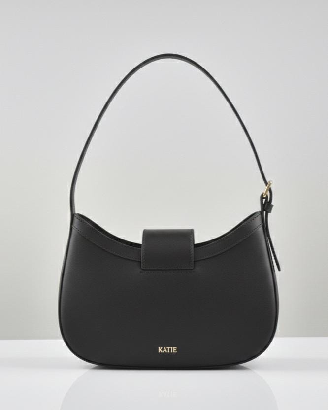 Athena Black Baguette in Genuine Leather | Elegant Structured Shoulder Bag | Luxury Brazilian Leather Purse