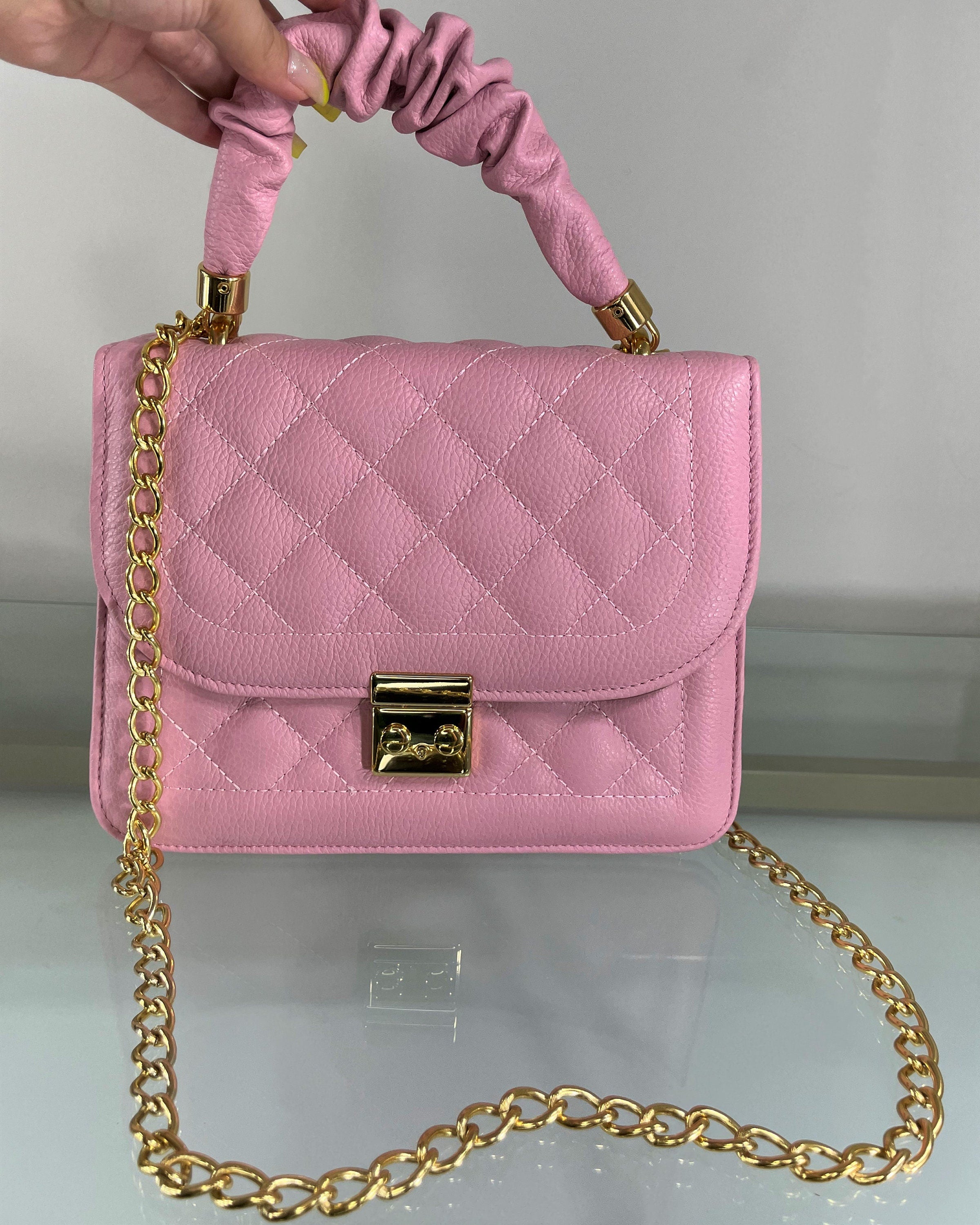 Brazilian Leather Shoulder Bag – Quilted Handbag, Antonella Style