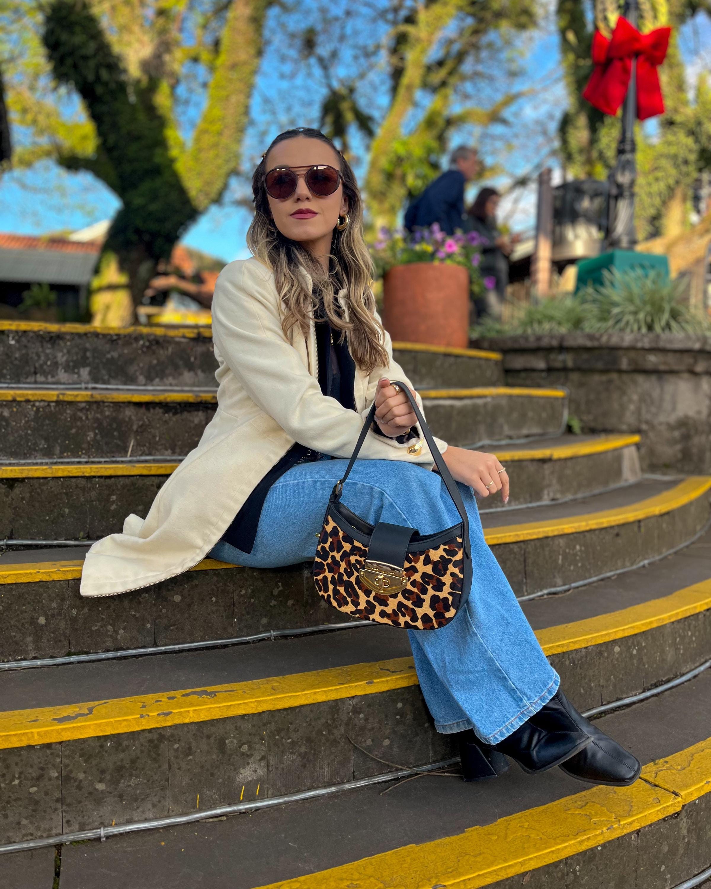 Leopard Print Baguette | Genuine Leather Shoulder Bag