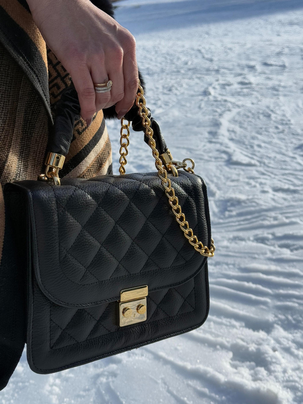 Antonella Brazilian Leather Handbag - Quilted Shoulder Bag