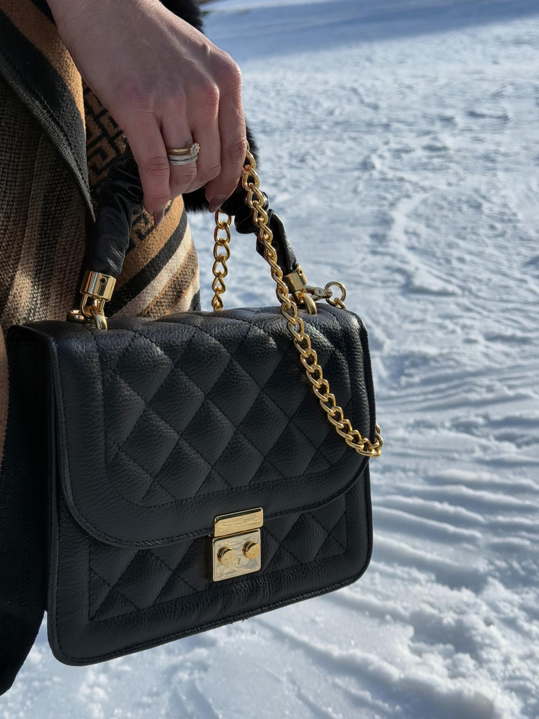 Antonella Brazilian Leather Handbag - Quilted Shoulder Bag