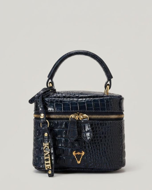 Kora Genuine Leather Bag with blue Croc-Embossed Design | Exclusive Statement Purse