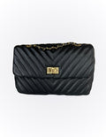 Luxury genuine Brazilian leather hand/shoulder purse Isabel black and gold - Katie Leather
