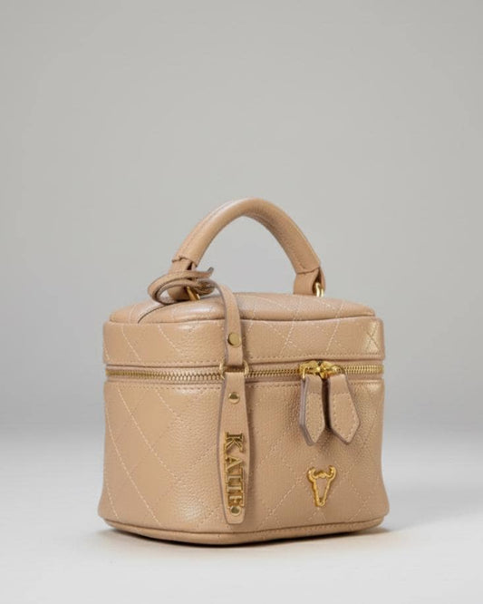 Beige neutral Matelassé Quilted Leather Handbag | Classic Structured Bag | Elegant Chain Strap Purse