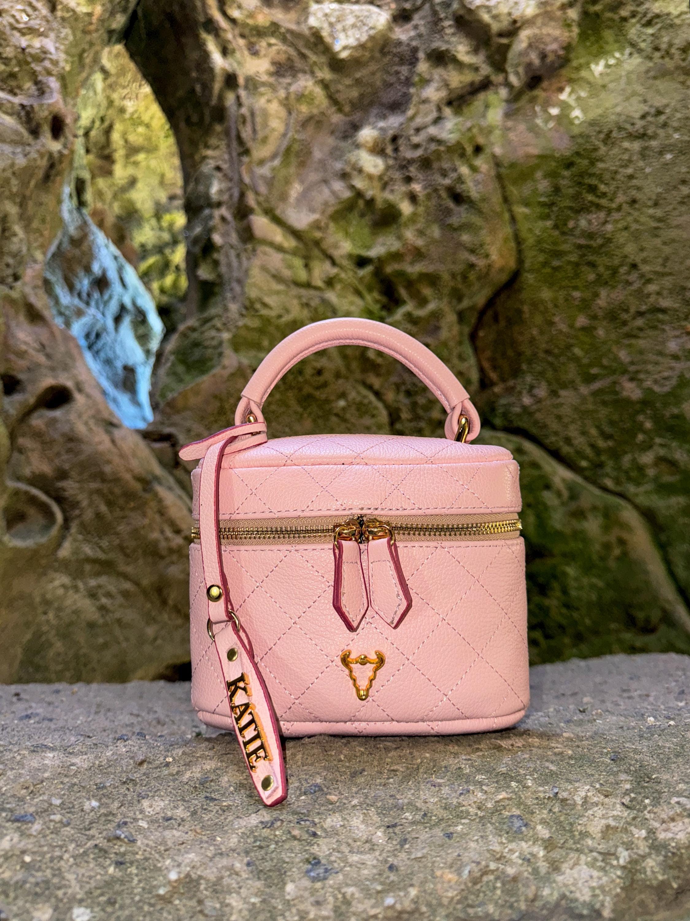 Light Pink Matelassé Quilted Leather Handbag | Classic Structured Bag | Elegant Chain Strap Purse