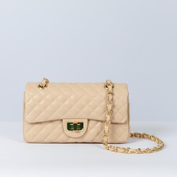 Brazilian Genuine Leather Bag – Elegant Quilted Crossbody with Timeless Parisian Style