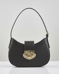 Athena Black Baguette in Genuine Leather | Elegant Structured Shoulder Bag | Luxury Brazilian Leather Purse