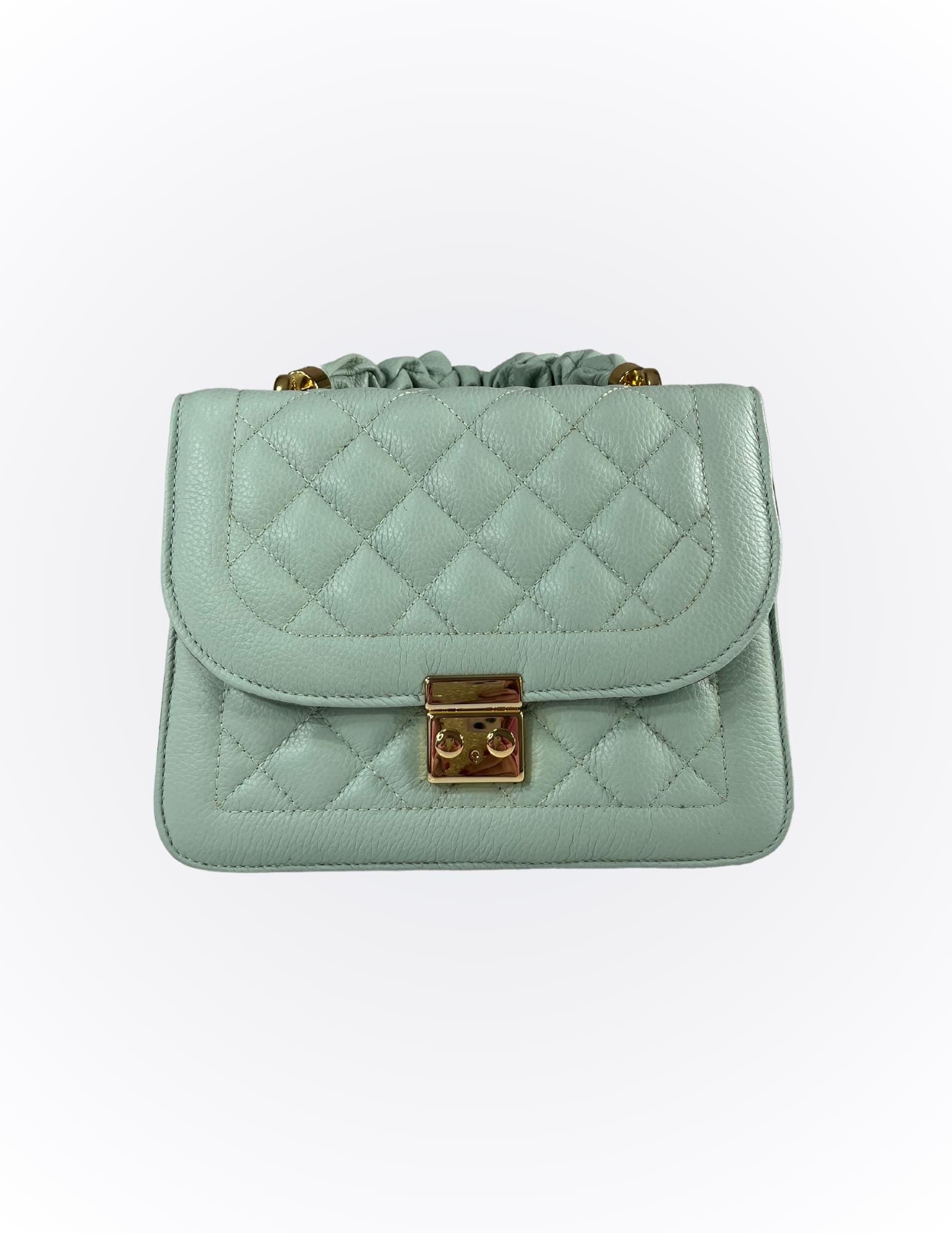 Quilted Brazilian Leather Shoulder Bag – Chain Strap, Antonella Style