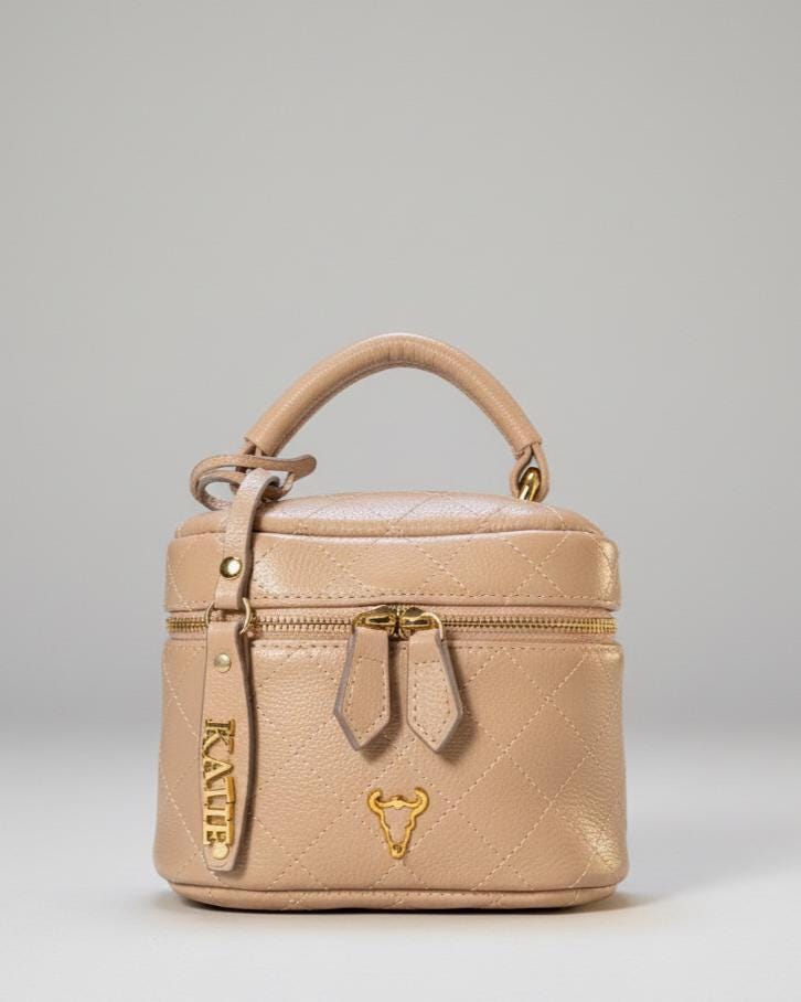 Beige neutral Matelassé Quilted Leather Handbag | Classic Structured Bag | Elegant Chain Strap Purse