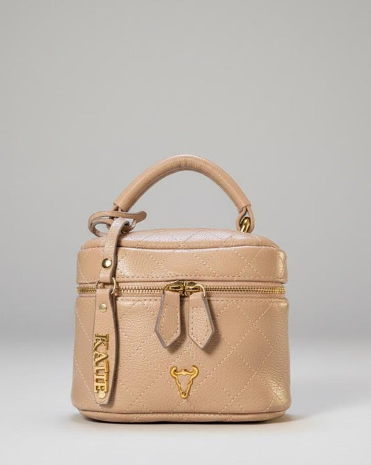 Beige neutral Matelassé Quilted Leather Handbag | Classic Structured Bag | Elegant Chain Strap Purse