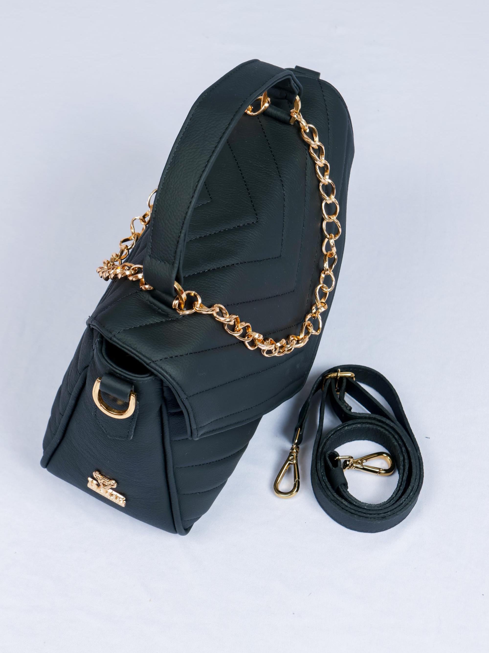 Luxury hand/tote bag Brazilian genuine leather Priscila black - Katie Leather