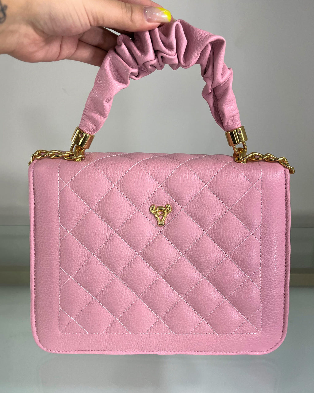 Brazilian Leather Shoulder Bag – Quilted Handbag, Antonella Style