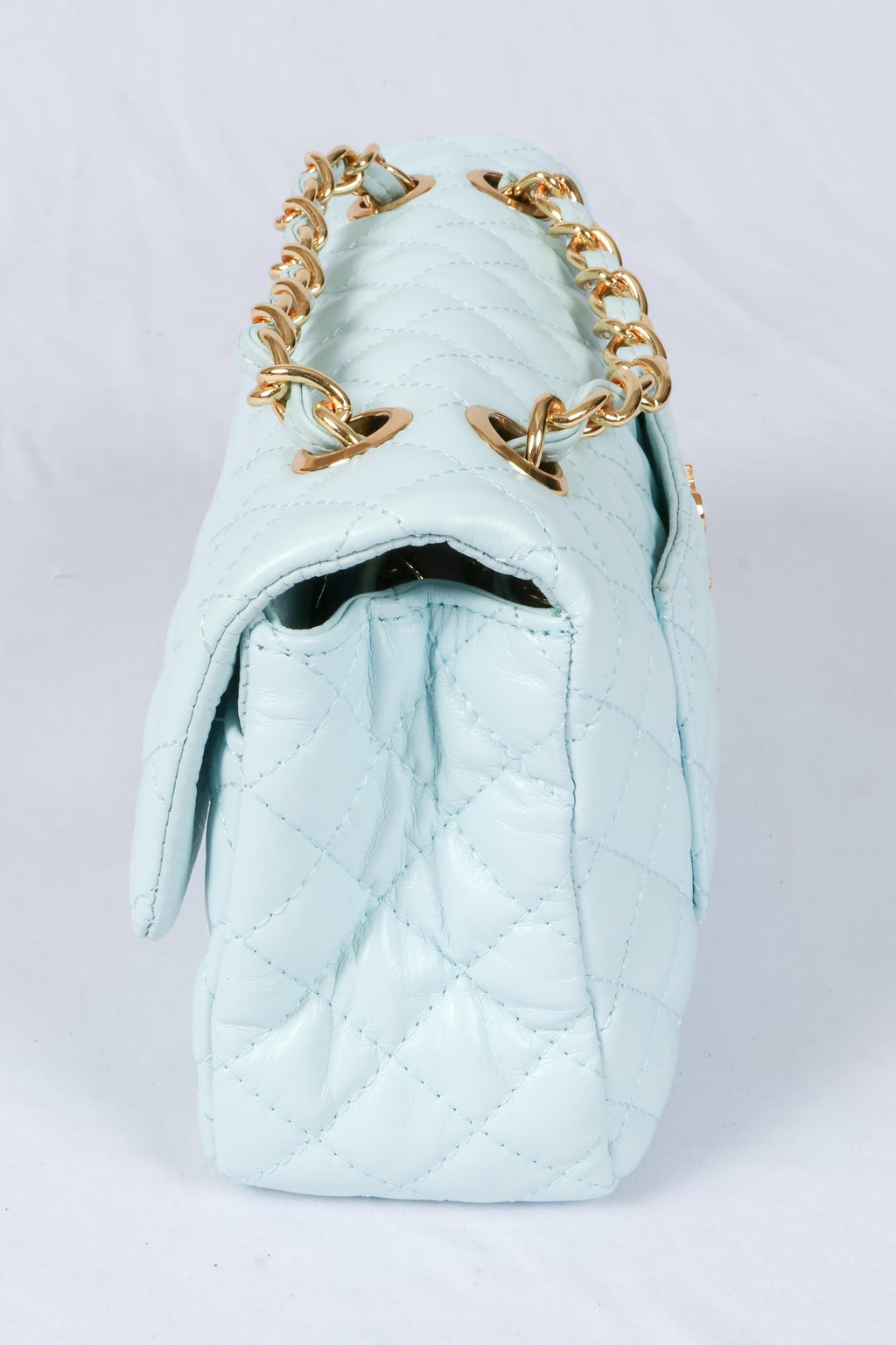 Blue quilted Luxury genuine Brazilian leather hand/shoulder purse Victoria - Katie Leather