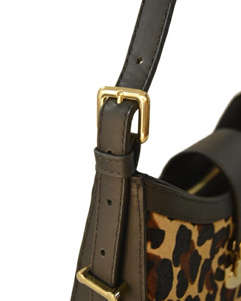 Leopard Print Baguette | Genuine Leather Shoulder Bag