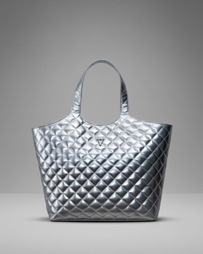 Renata Large Quilted Caramel Leather Tote with Removable Pouch