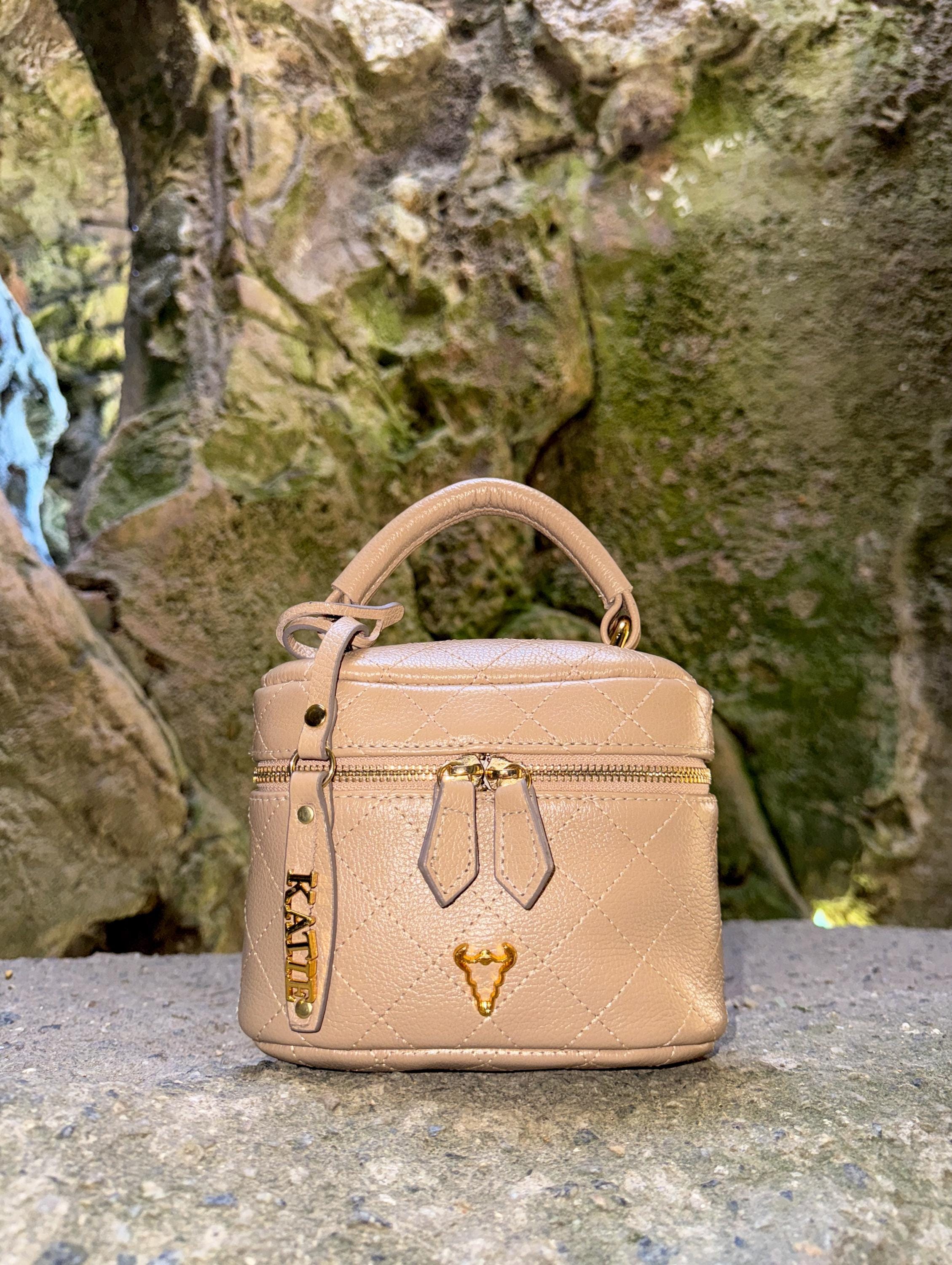 Beige neutral Matelassé Quilted Leather Handbag | Classic Structured Bag | Elegant Chain Strap Purse