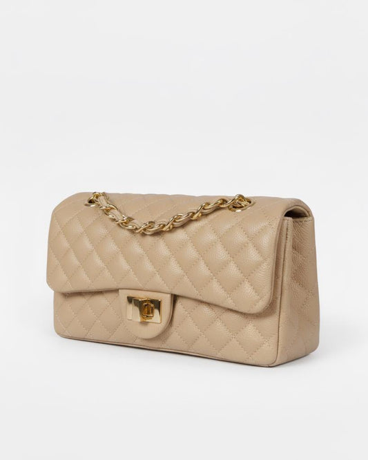 Brazilian Genuine Leather Bag – Elegant Quilted Crossbody with Timeless Parisian Style