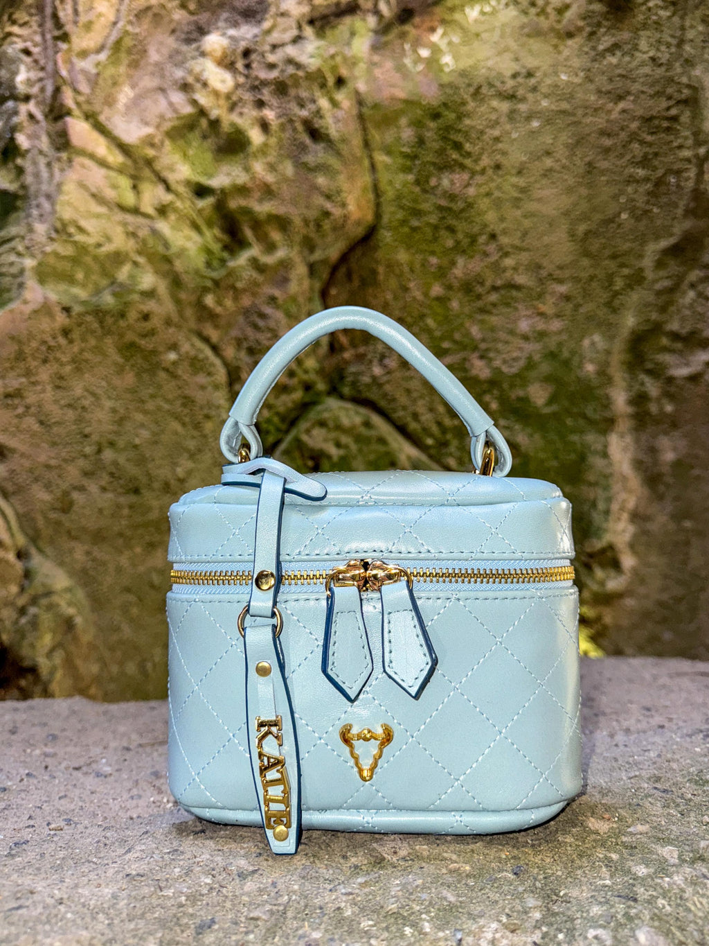 blue Matelassé Quilted Leather Handbag | Classic Structured Bag | Elegant Chain Strap Purse