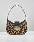 Leopard Print Baguette | Genuine Leather Shoulder Bag