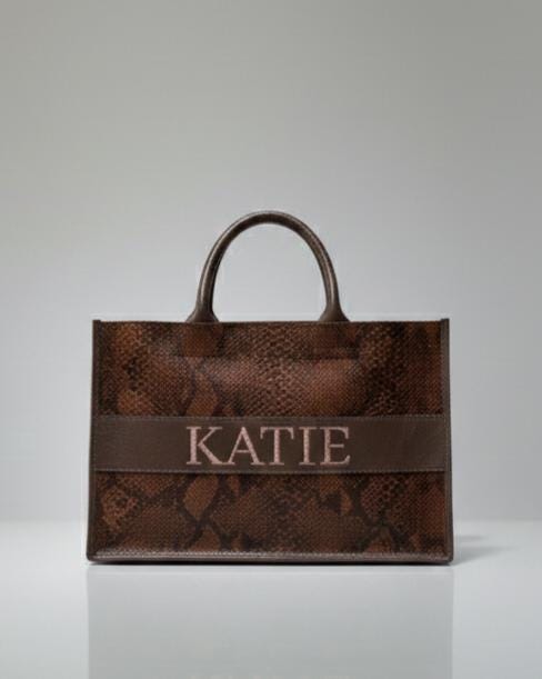 Gaia Animal Print Leather Tote Bag | Spacious Structured Design | Everyday Elegant Statement Bag