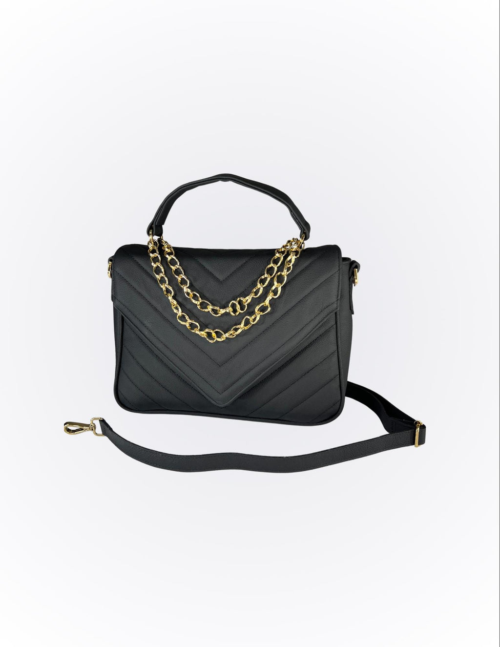 Luxury hand/tote bag Brazilian genuine leather Priscila black - Katie Leather