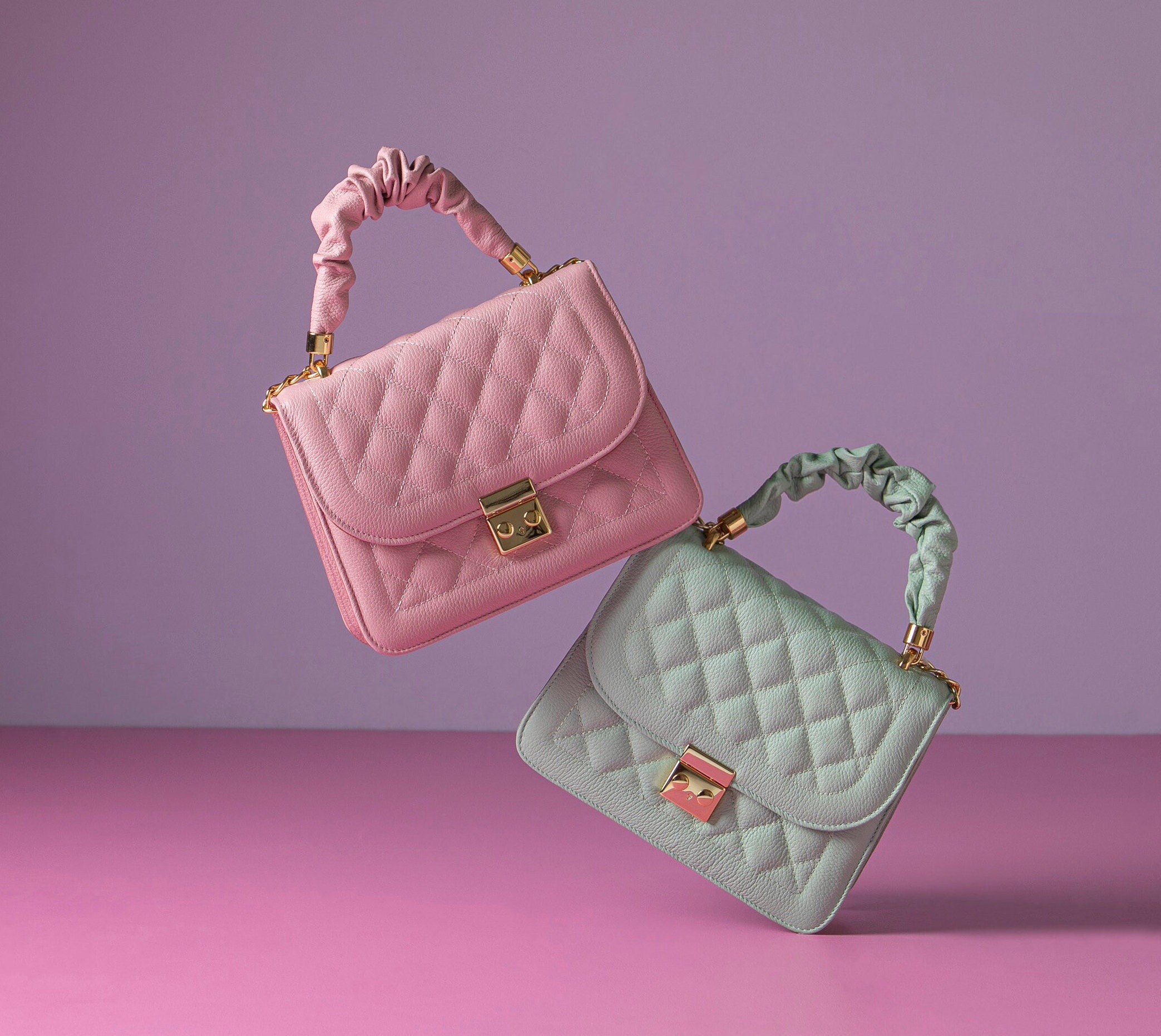 Brazilian Leather Shoulder Bag – Quilted Handbag, Antonella Style