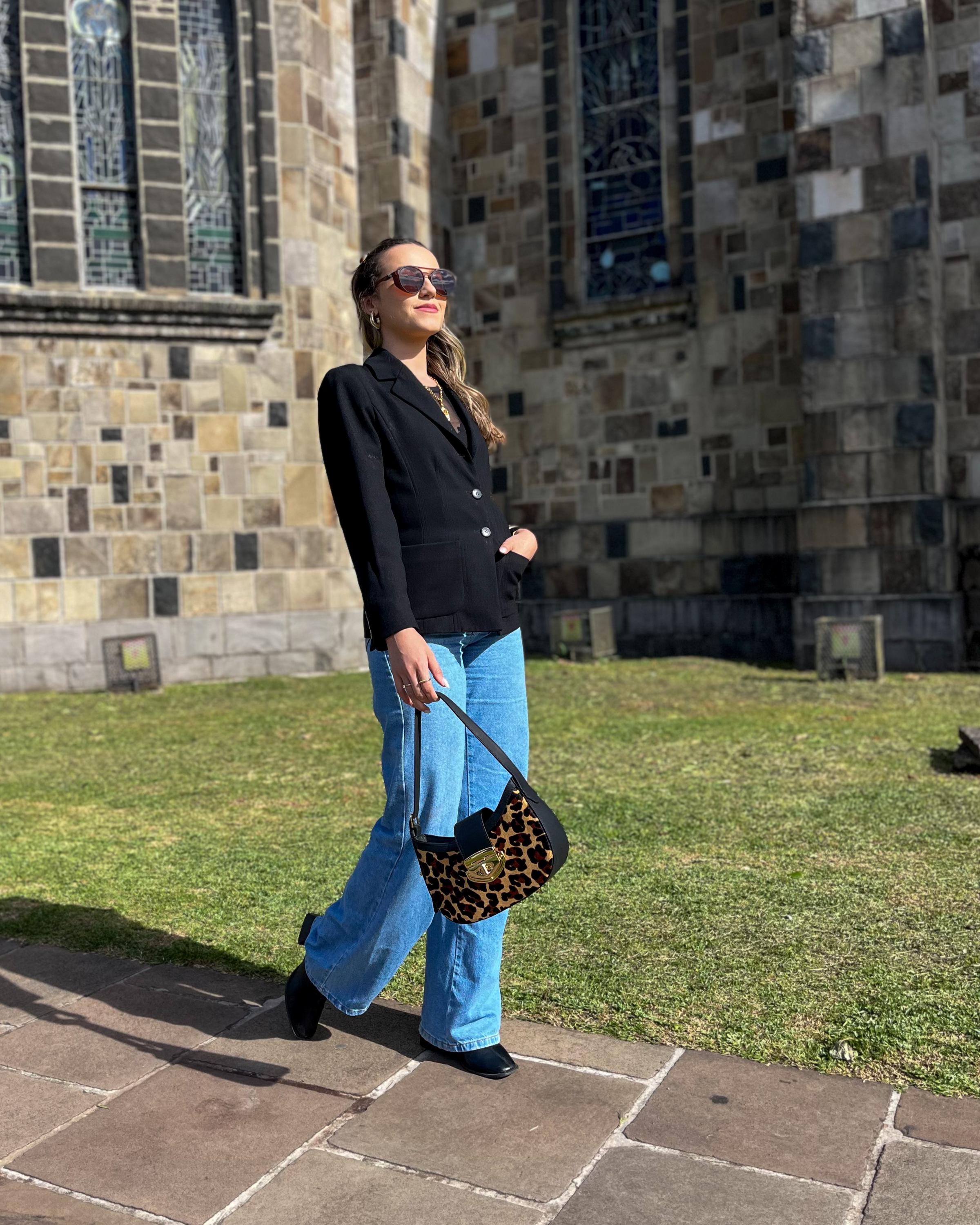 Leopard Print Baguette | Genuine Leather Shoulder Bag