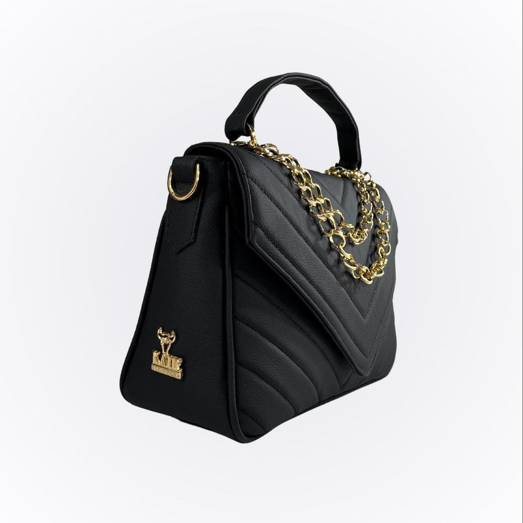 Luxury hand/tote bag Brazilian genuine leather Priscila black - Katie Leather