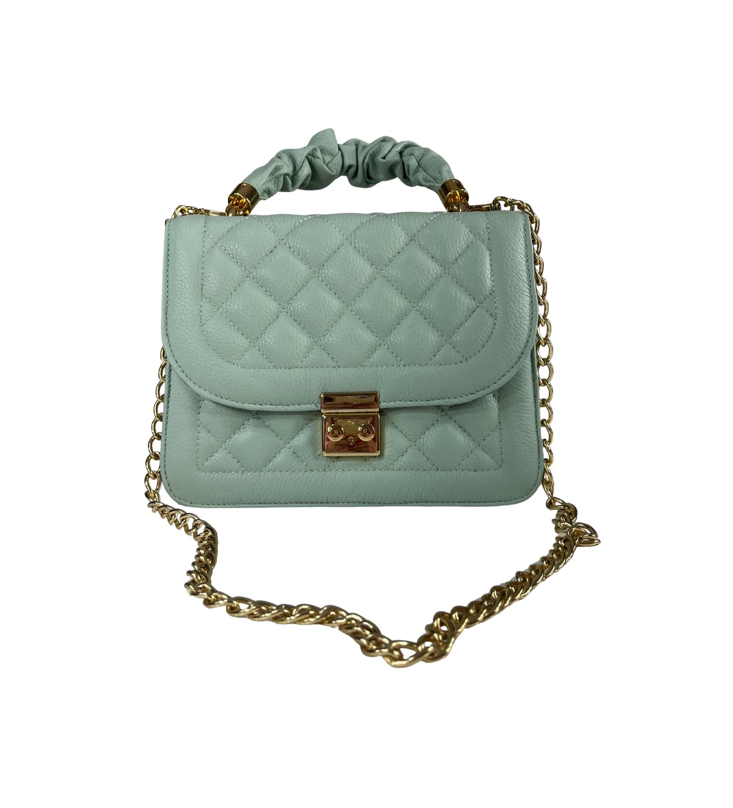 Quilted Brazilian Leather Shoulder Bag – Chain Strap, Antonella Style