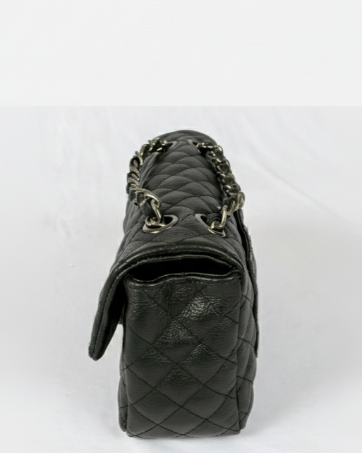Black Brazilian Genuine Leather Bag – Elegant Quilted Crossbody with Timeless Parisian Style
