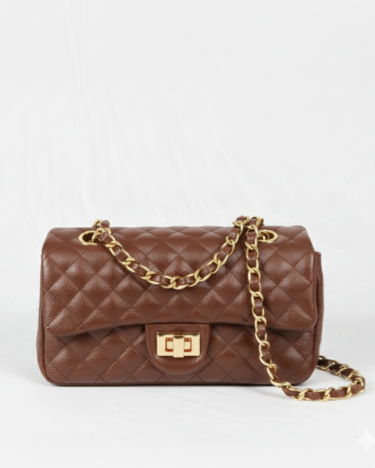 Green quilted Luxury genuine Brazilian leather hand/shoulder purse Victoria - Katie Leather