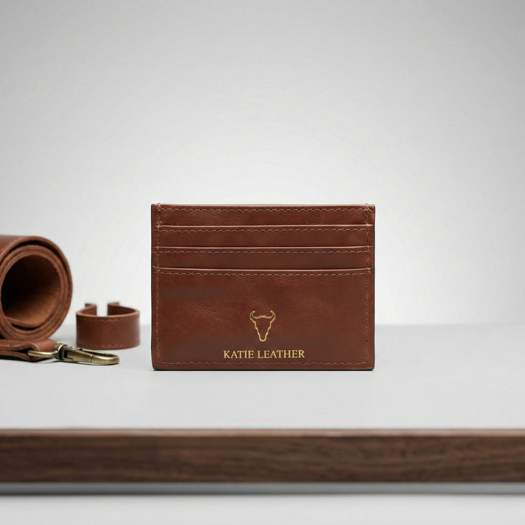 Pirarucu Leather Card Holder - Brown