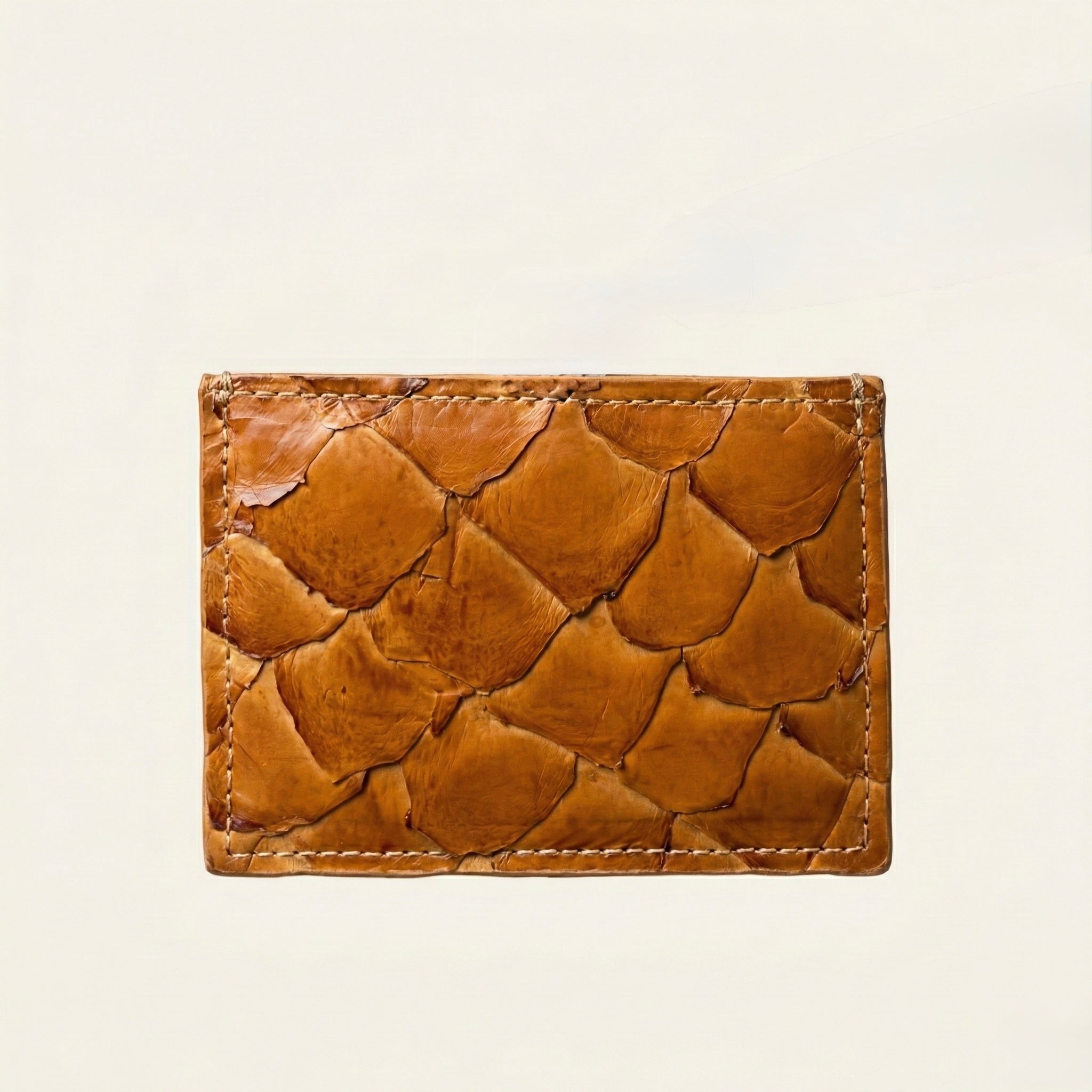 Pirarucu Leather Card Holder - Whiskey