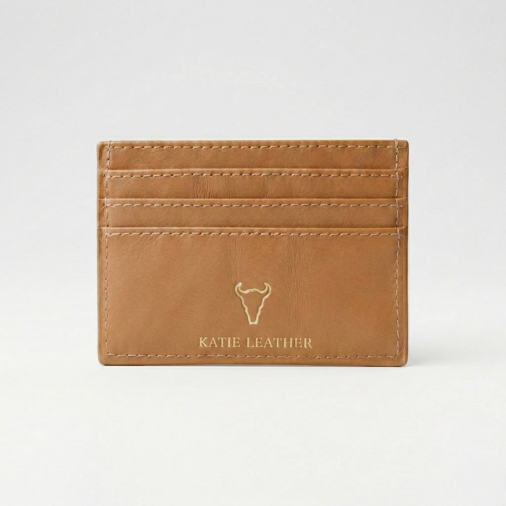 Pirarucu Leather Card Holder - Whiskey