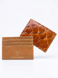Pirarucu Leather Card Holder - Whiskey
