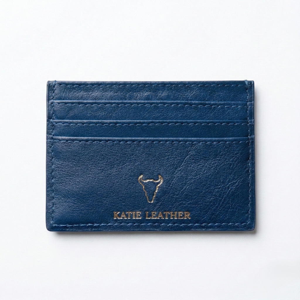 Pirarucu Leather Card Holder - Blue