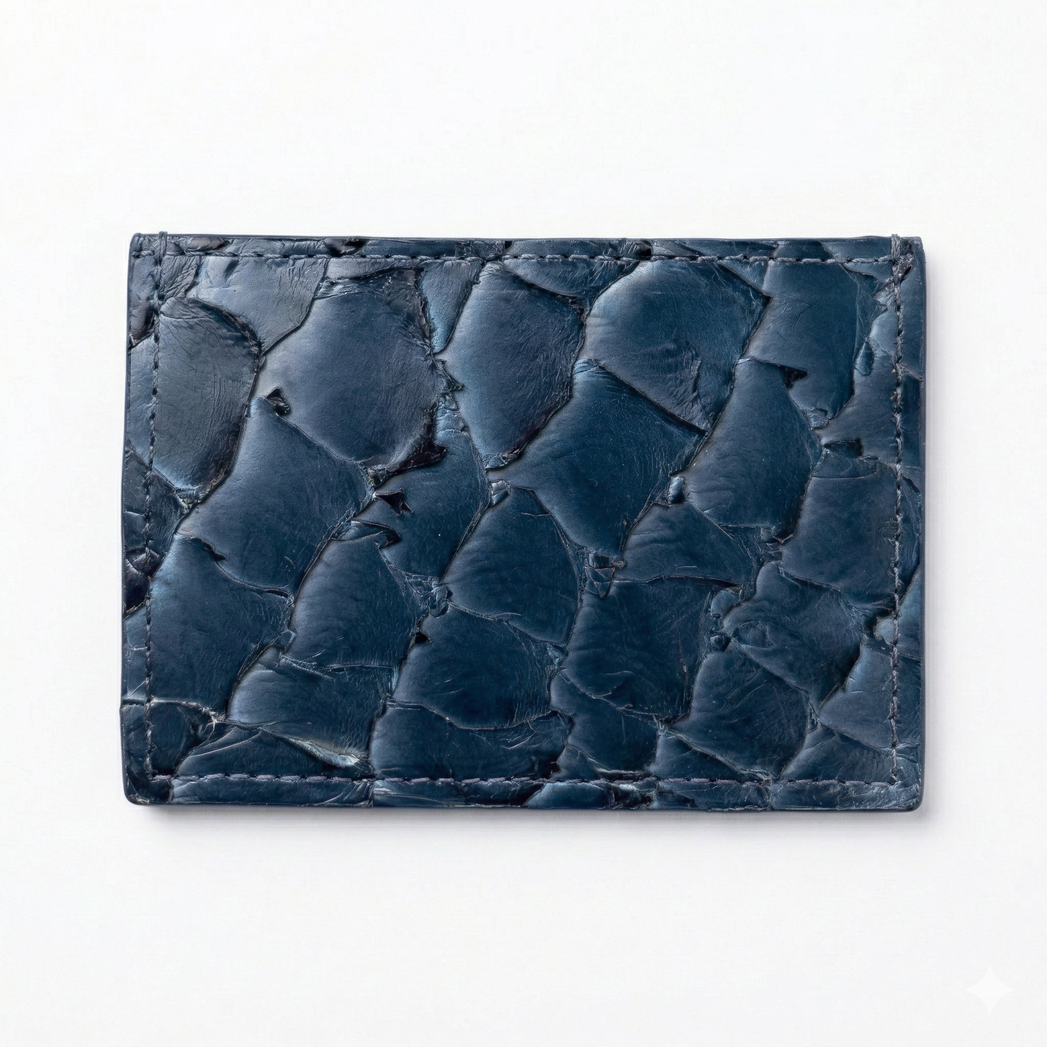 Pirarucu Leather Card Holder - Blue