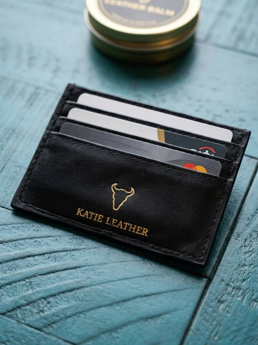Pirarucu Leather Card Holder - Black