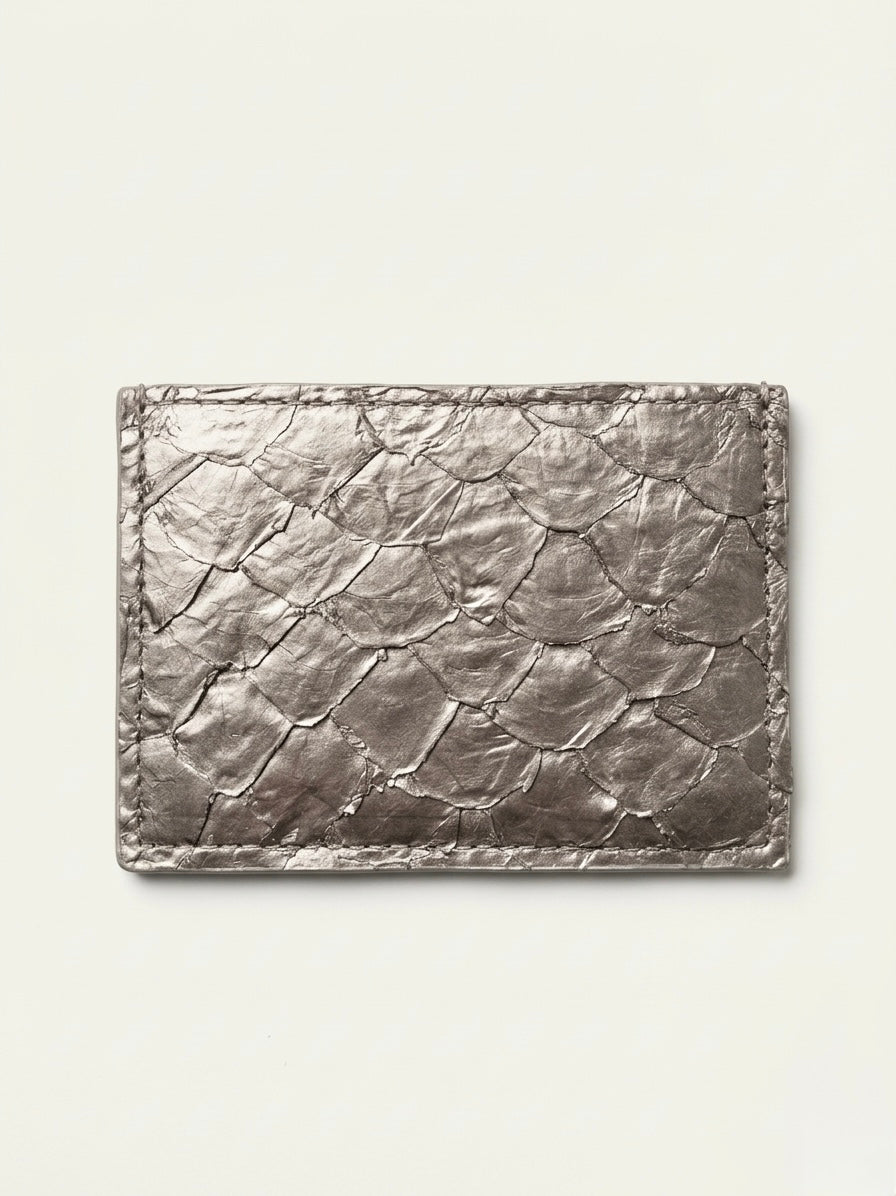 Pirarucu Leather Card Holder - Bronze