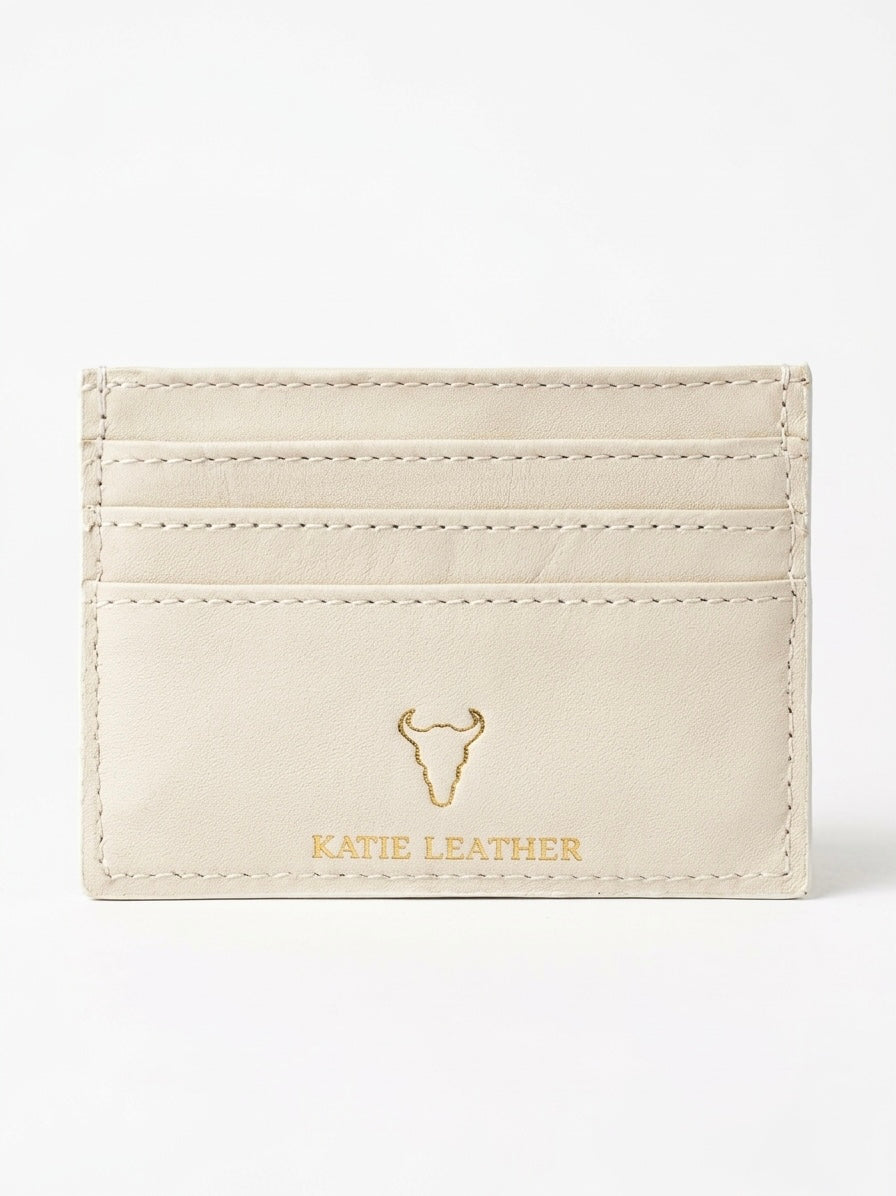 Pirarucu Leather Card Holder - Pearl