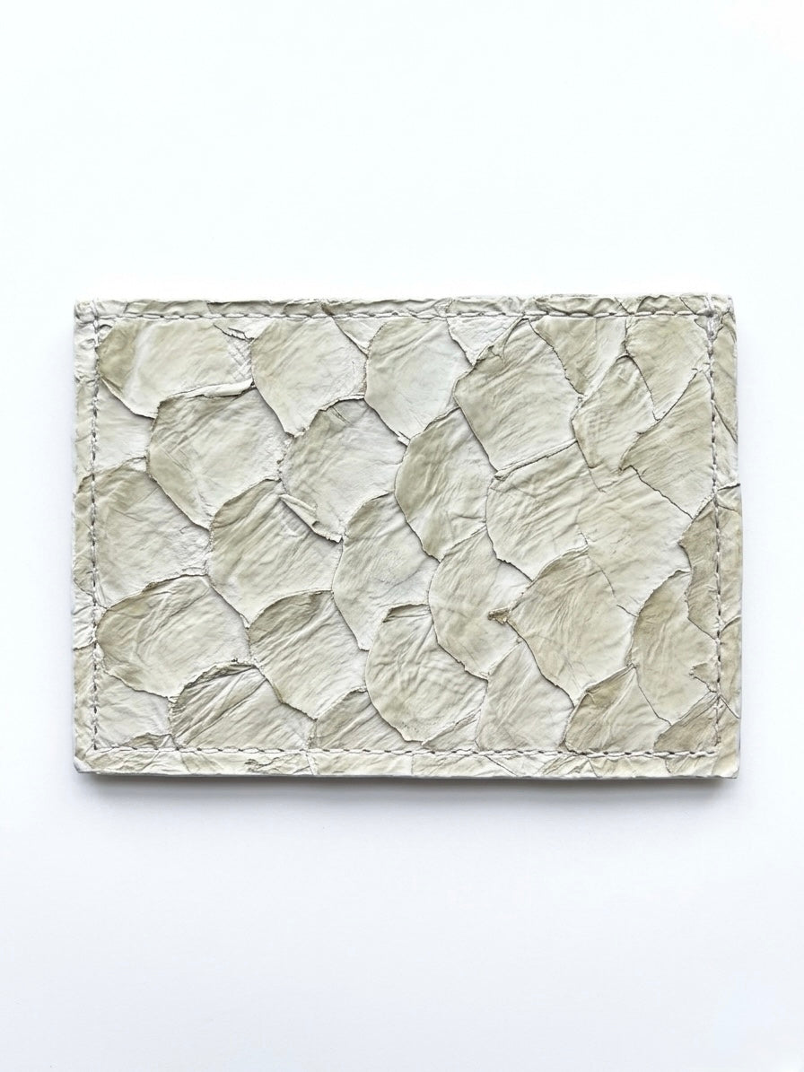 Pirarucu Leather Card Holder - Pearl