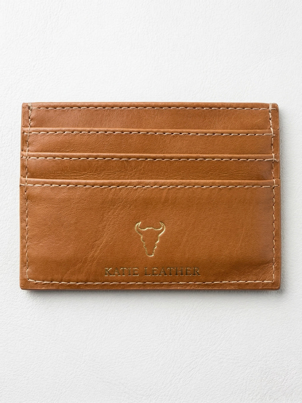 Pirarucu Leather Card Holder - Beige/gold