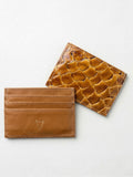 Pirarucu Leather Card Holder - Beige/gold