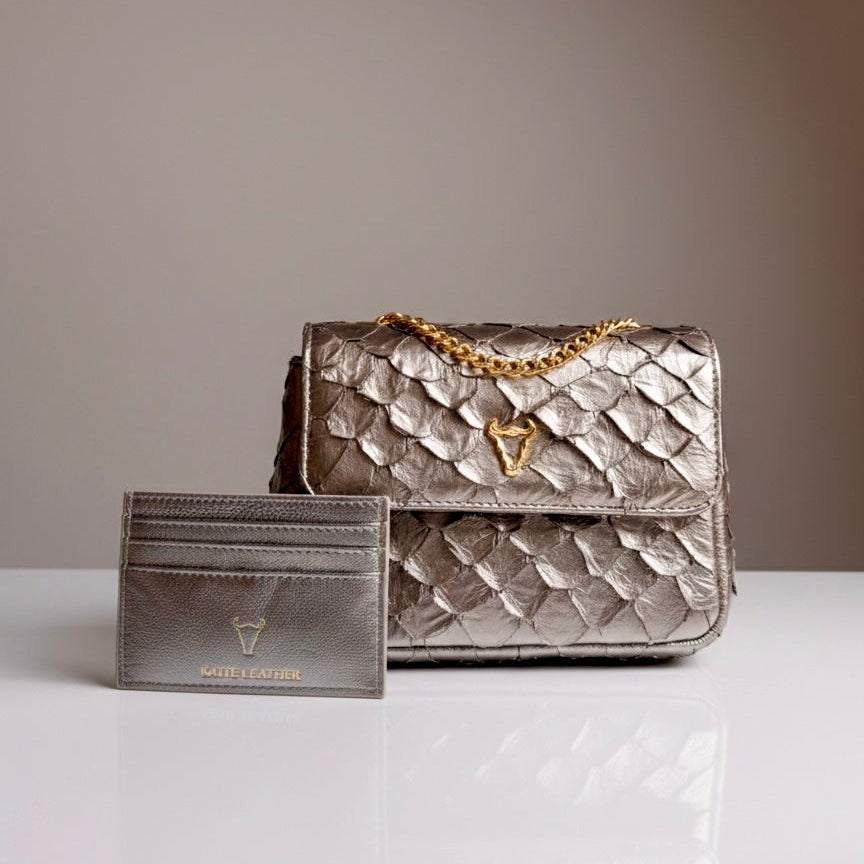Aurora – Metallic Bronze Limited Edition Pirarucu Chain Bag