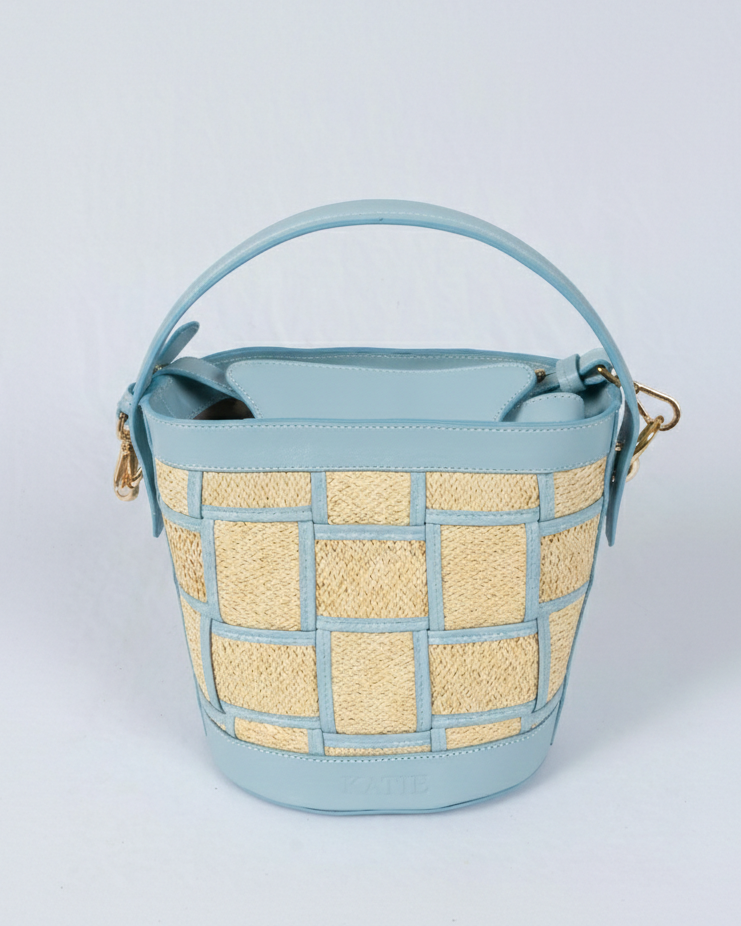 Genuine Leather & Straw Malibu Bag, Elegant Beach Handbag