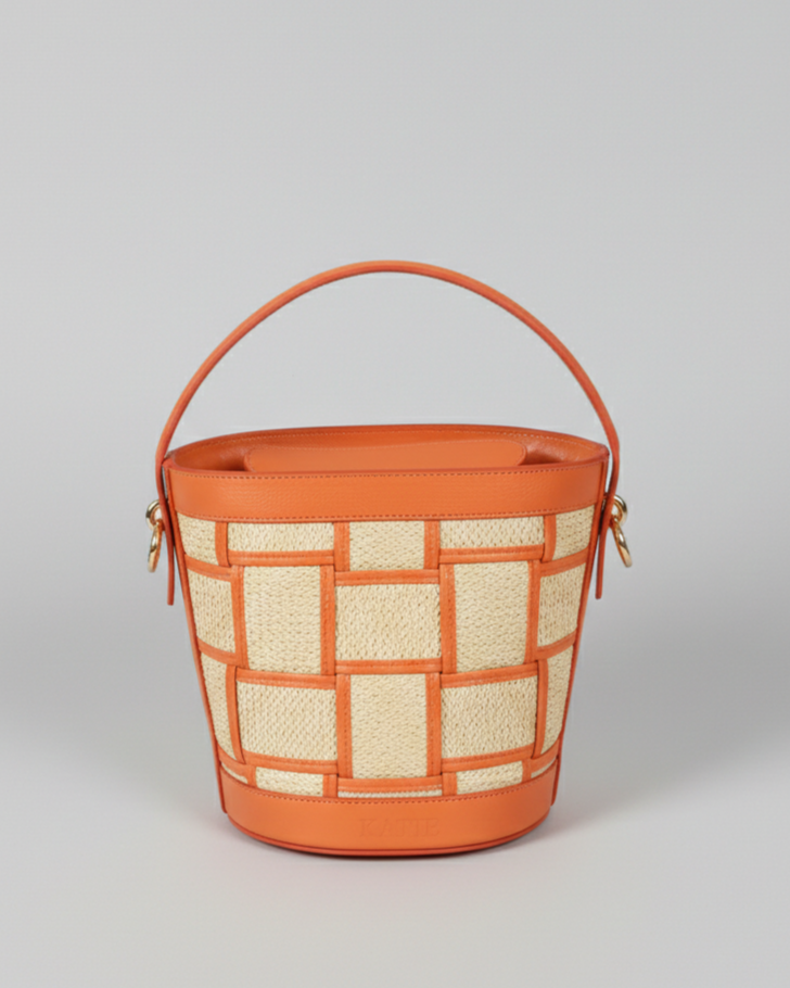 Genuine Leather and Straw Malibu Bag, Elegant Beach Handbag