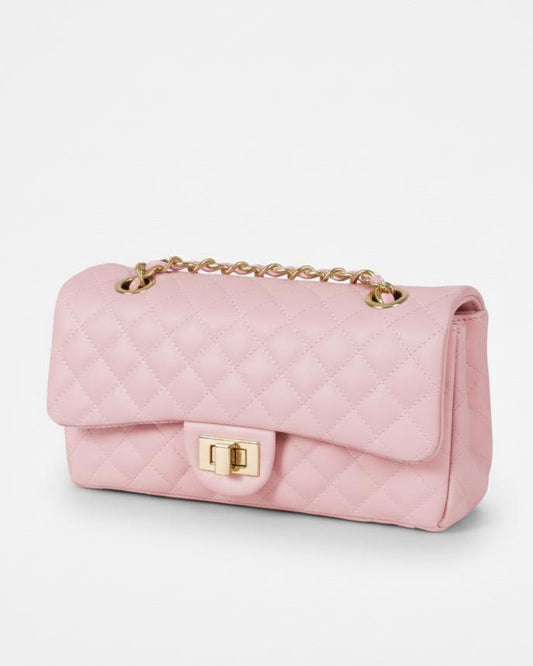 Pink quilted Luxury genuine Brazilian leather hand/shoulder purse Victoria - Katie Leather