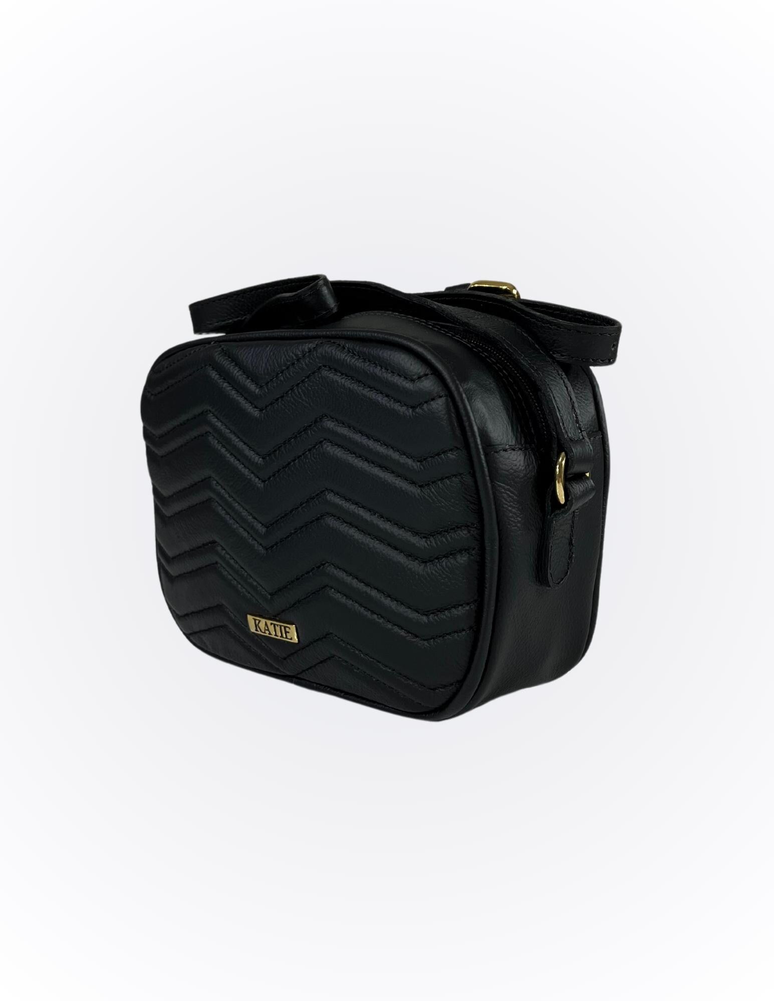 Black Clutch purse genuine Brazilian leather Bruna - Katie Leather