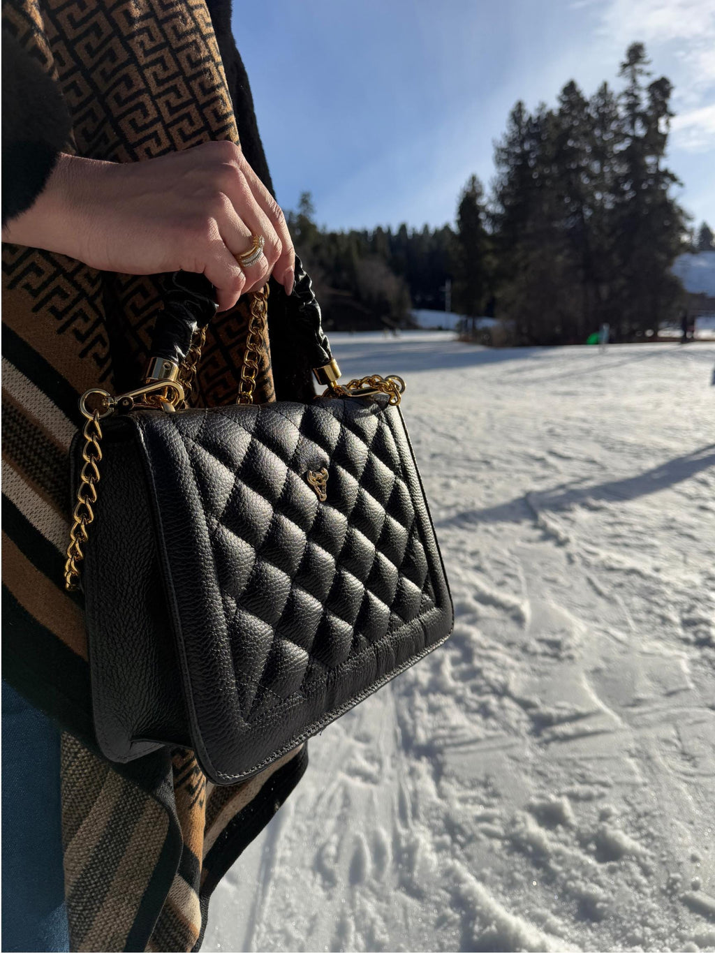Antonella Brazilian Leather Handbag - Quilted Shoulder Bag